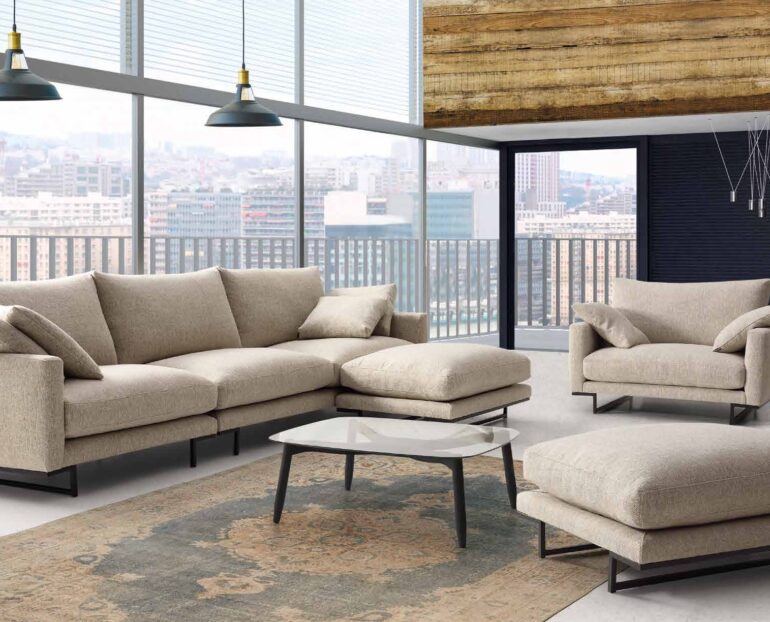 Sofa y cheslongue moderno Dvn Star Chocolate