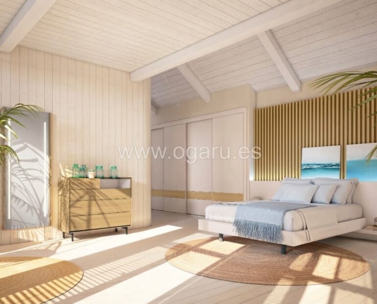 "Dormitorio juvenil moderno de la colección El diario de Clara de Muebles Torga con cama matrimonio,."