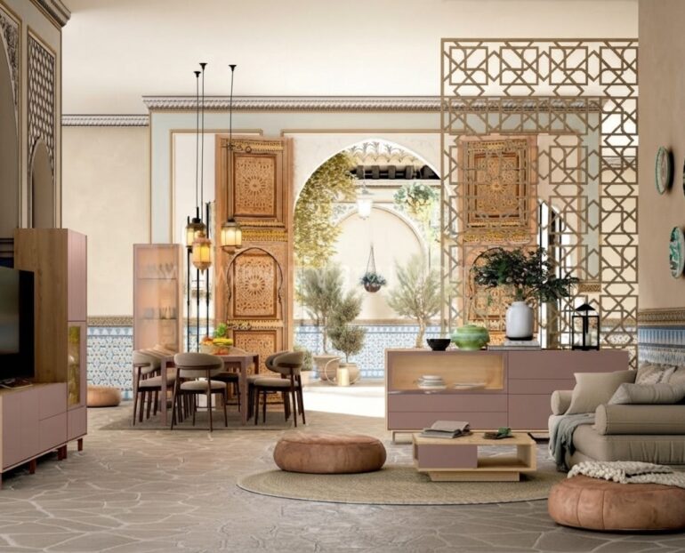Salón moderno amueblado con muebles de Muebles Torga de la colección El diario de Clara, compuesto por mueble moderno