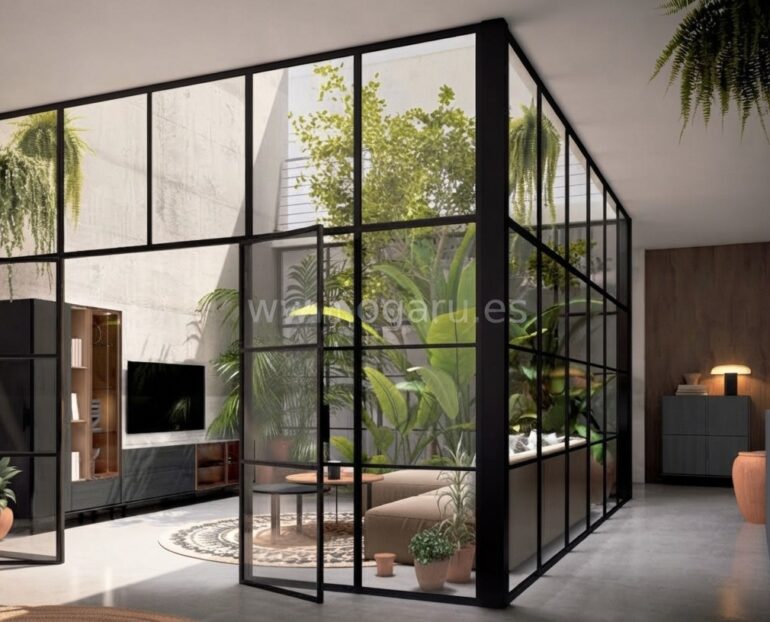 Salón moderno amueblado con muebles de Muebles Torga de la colección El diario de Clara, compuesto por mueble moderno